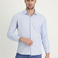 Açık Mavi Uzun Kol Slim Fit Dar Kesim Klasik Desenli Pamuklu Kolay Ütülenebilir Gömlek