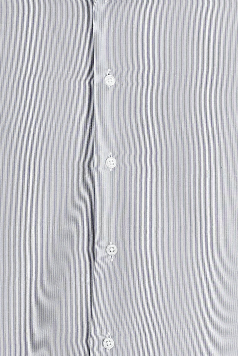 Koyu Mavi Uzun Kol Slim Fit Dar Kesim Klasik Desenli Pamuklu Kolay Ütülenebilir Gömlek