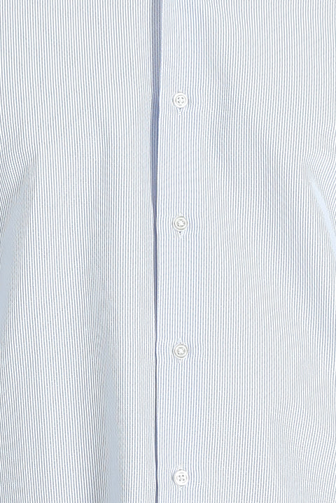 Uçuk Mavi Uzun Kol Slim Fit Dar Kesim Klasik Desenli Pamuklu Kolay Ütülenebilir Gömlek