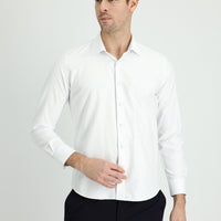 Beyaz Uzun Kol Slim Fit Dar Kesim Klasik Desenli Pamuklu Kolay Ütülenebilir Gömlek