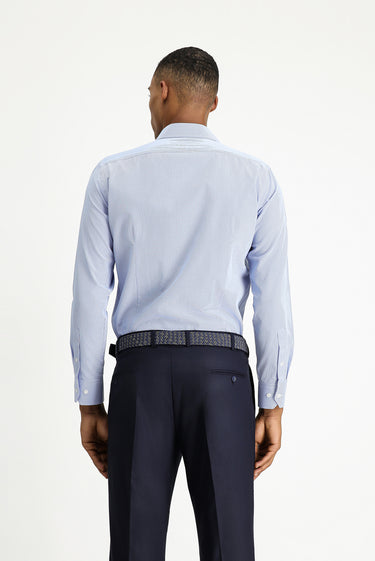 Açık Mavi Uzun Kol Slim Fit Dar Kesim Klasik Desenli Pamuklu Kolay Ütülenebilir Gömlek