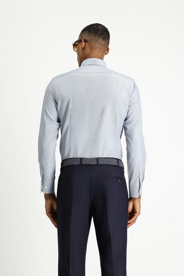 Koyu Lacivert Uzun Kol Slim Fit Dar Kesim Klasik Desenli Pamuklu Kolay Ütülenebilir Gömlek