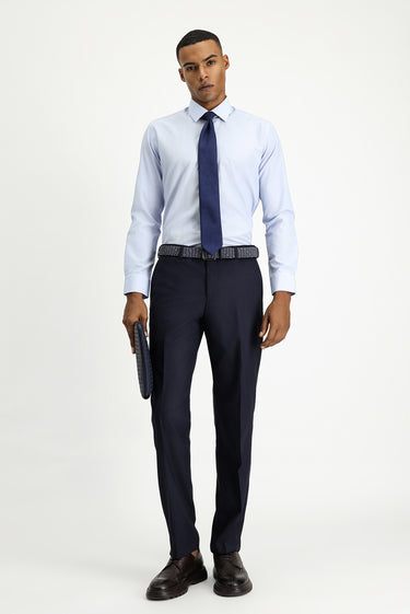 Açık Mavi Uzun Kol Slim Fit Dar Kesim Klasik Desenli Pamuklu Kolay Ütülenebilir Gömlek