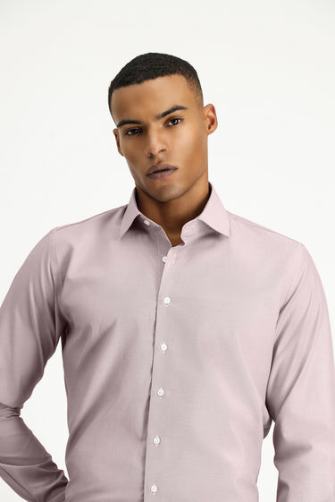 Açık Bordo Uzun Kol Slim Fit Dar Kesim Klasik Desenli Pamuklu Kolay Ütülenebilir Gömlek