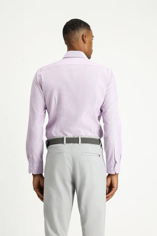 Toz Pembe Uzun Kol Slim Fit Klasik Yaka Pamuklu Kolay Ütülenebilir Desenli Gömlek