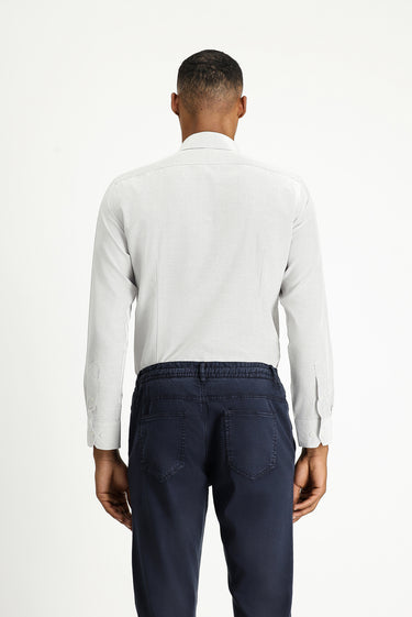 Orta Gri Uzun Kol Slim Fit Dar Kesim Klasik Desenli Pamuklu Kolay Ütülenebilir Gömlek