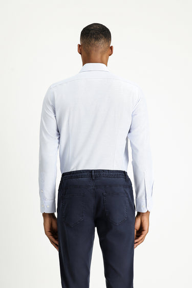 Açık Mavi Uzun Kol Slim Fit Dar Kesim Klasik Desenli Pamuklu Kolay Ütülenebilir Gömlek