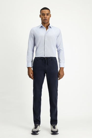 Koyu Mavi  Uzun Kol Slim Fit Dar Kesim Klasik Desenli Pamuklu Kolay Ütülenebilir Gömlek