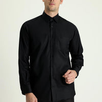 Black Long Sleeve Classic Non-Iron Satin Cotton Shirt