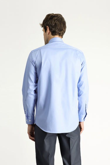 Açık Mavi Uzun Kol Klasik Non Iron Saten Pamuklu Gömlek