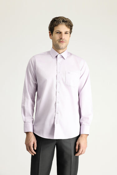Lila Uzun Kol Klasik Non Iron Saten Pamuklu Gömlek