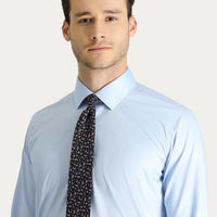 Uçuk Mavi Uzun Kol Slim Fit Dar Kesim Non Iron Saten Pamuklu Gömlek
