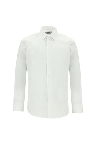 Beyaz Uzun Kol Slim Fit Dar Kesim Non Iron Saten Pamuklu Gömlek