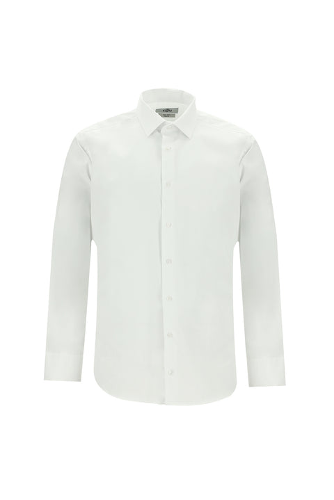 Beyaz Uzun Kol Slim Fit Dar Kesim Non Iron Saten Pamuklu Gömlek
