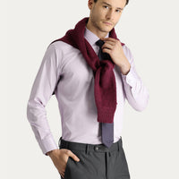 Lila Uzun Kol Slim Fit Dar Kesim Non Iron Saten Pamuklu Gömlek