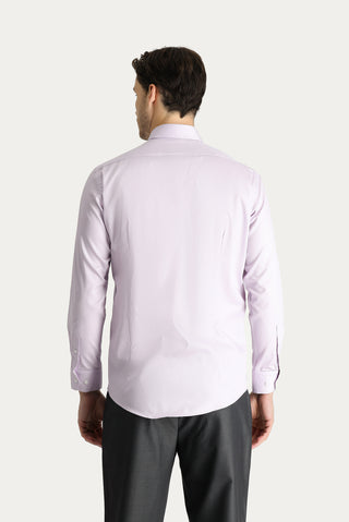 Lila Uzun Kol Slim Fit Dar Kesim Non Iron Saten Pamuklu Gömlek