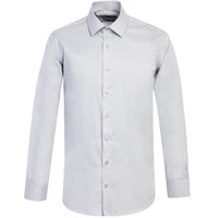 Orta Gri Uzun Kol Slim Fit Dar Kesim Klasik Non Iron Saten Pamuklu Gömlek