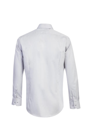 Orta Gri Uzun Kol Slim Fit Dar Kesim Klasik Non Iron Saten Pamuklu Gömlek