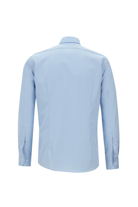 Uçuk Mavi Uzun Kol Slim Fit Dar Kesim Klasik Non Iron Saten Pamuklu Gömlek