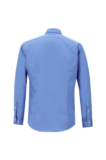 Aqua Mavisi Uzun Kol Slim Fit Dar Kesim Klasik Non Iron Saten Pamuklu Gömlek