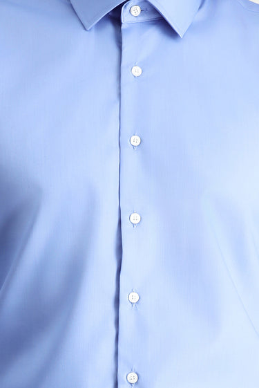 Aqua Mavisi Uzun Kol Slim Fit Dar Kesim Klasik Non Iron Saten Pamuklu Gömlek