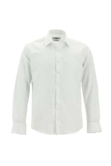 Beyaz Uzun Kol Slim Fit Dar Kesim Klasik Non Iron Saten Pamuklu Kolay Ütülenebilir Gömlek