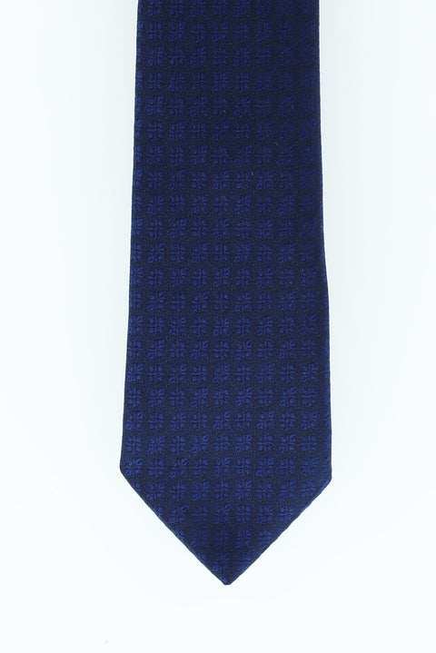 Navy Blue Patterned Tie