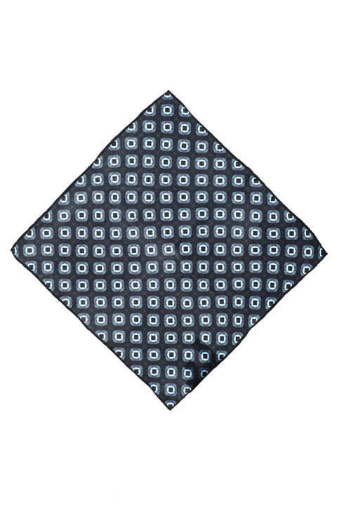 Medium Anthracite Patterned Silk Handkerchief