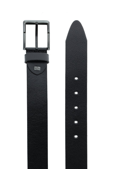 Siyah Spor Desenli Deri Kemer