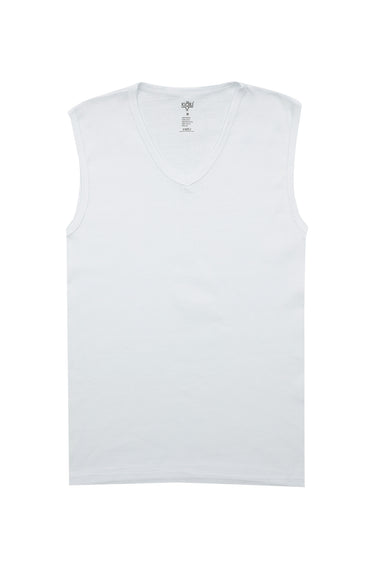 Beyaz 2'li Pamuk V Yaka Atlet Seti