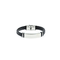 Black Leather Steel Bracelet