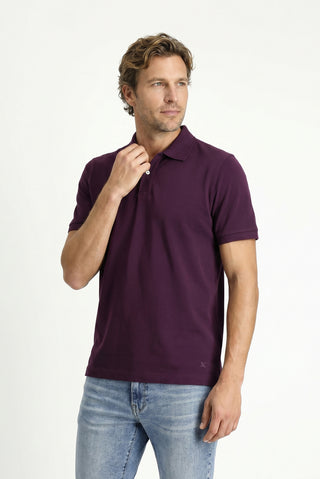 Mürdüm Polo Yaka Regular Fit Nakışlı Pamuk Tişört