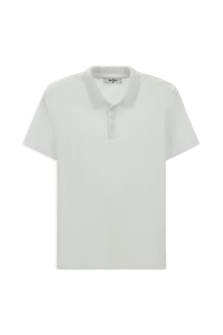Beyaz Polo Yaka Regular Fit Nakışlı Pamuklu Tişört