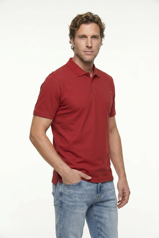 Açık Bordo Polo Yaka Regular Fit Nakışlı Pamuklu Tişört