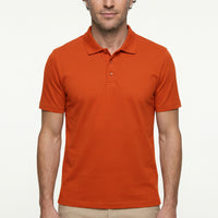 Terracotta Polo Collar Regular Fit Embroidered Cotton T-Shirt