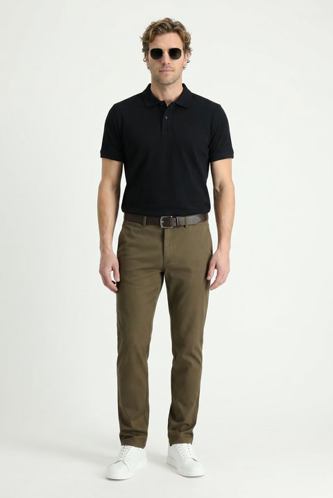 Black Polo Shirt Slim Fit Embroidered 100% Cotton