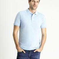Açık Mavi Slim Fit Dar Kesim Nakışlı Pamuk Polo Yaka Tişört