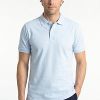 Açık Mavi Polo Yaka Slim Fit Nakışlı %100 Pamuk Tişört