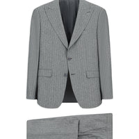 Koyu Füme 6 Drop Regular Fit Standart Kesim Sivri Yaka Çizgili Takım Elbise