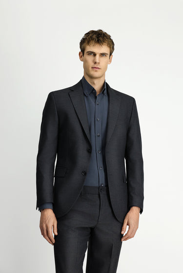 Koyu Füme Regular Fit Yünlü Klasik Çantalı Takım Elbise