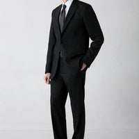 Siyah 8 Drop Long Slim Fit Uzun Dar Kesim Mono Yaka Takım Elbise