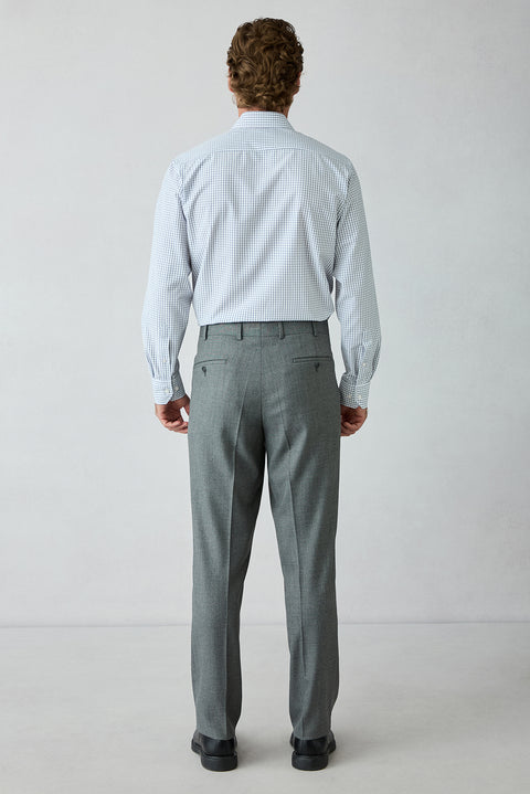 Orta Füme 4 Drop Relaxed Fit Rahat Kesim Yünlü Düz Mono Yaka Takım Elbise