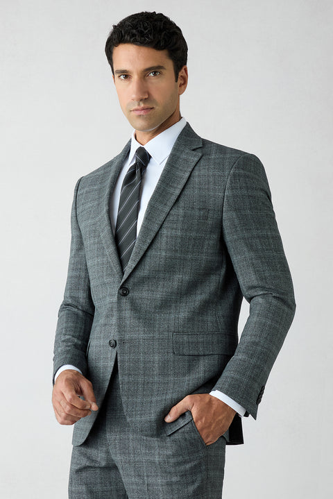 Medium Smoke 6 Drop Regular Fit Notch Lapel Wool Suit with Drawstring Waist