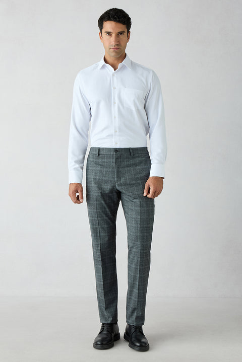 Medium Smoke 6 Drop Regular Fit Notch Lapel Wool Suit with Drawstring Waist