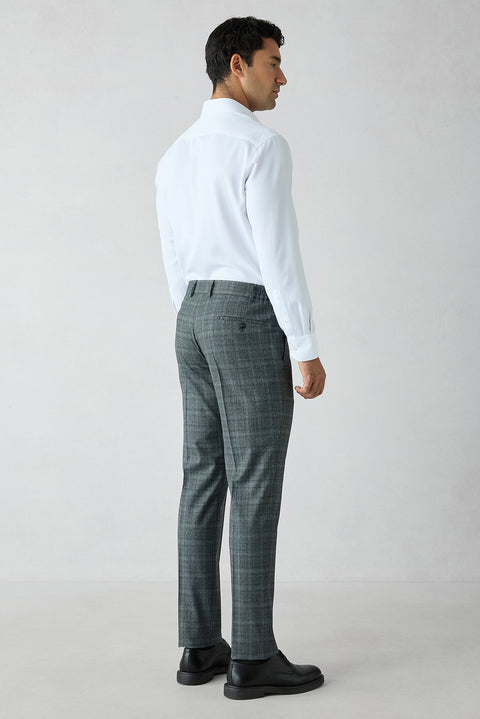 Medium Smoke 6 Drop Regular Fit Notch Lapel Wool Suit with Drawstring Waist