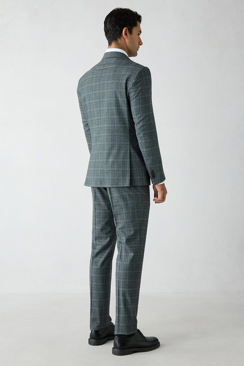 Medium Smoke 6 Drop Regular Fit Notch Lapel Wool Suit with Drawstring Waist