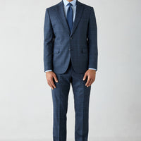 Mid Navy 6 Drop Regular Fit Peak Lapel Tie-Waist Wool Suit
