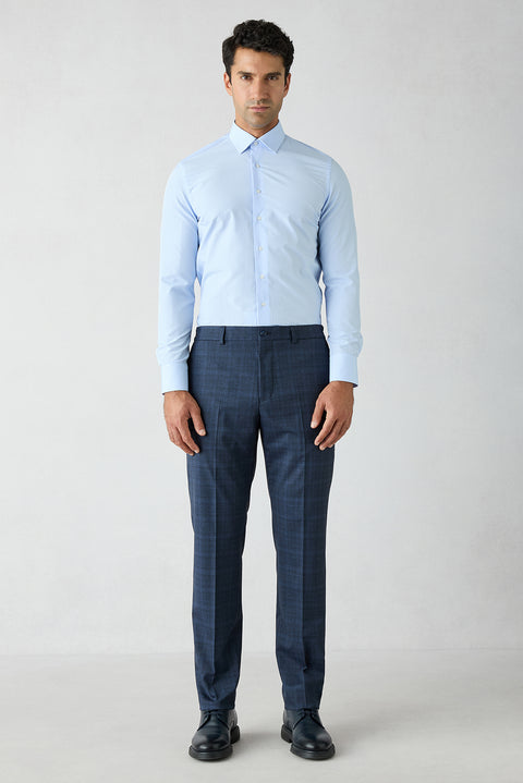 Mid Navy 6 Drop Regular Fit Peak Lapel Tie-Waist Wool Suit