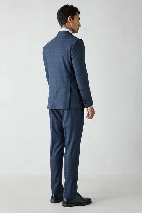 Mid Navy 6 Drop Regular Fit Peak Lapel Tie-Waist Wool Suit
