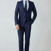 Dark Navy 6-Drop Regular Fit Notch Lapel Striped Wool Suit